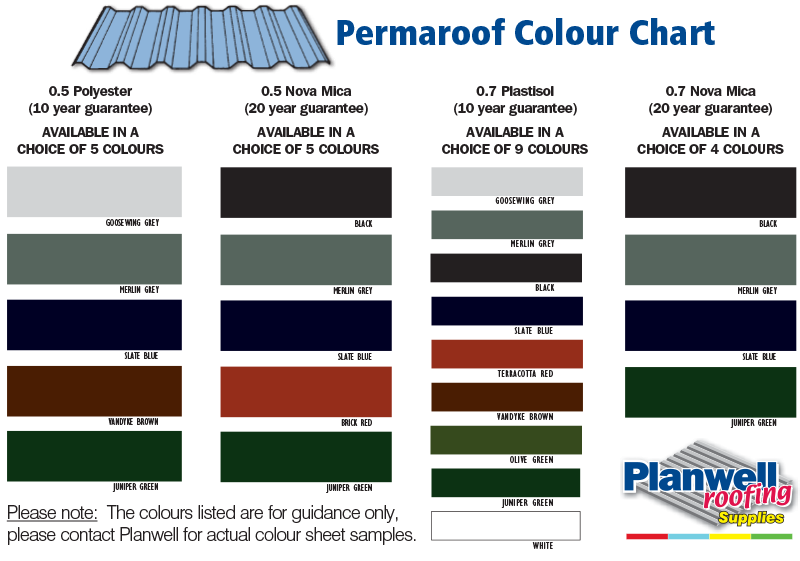 Roofing Industries Colour Chart